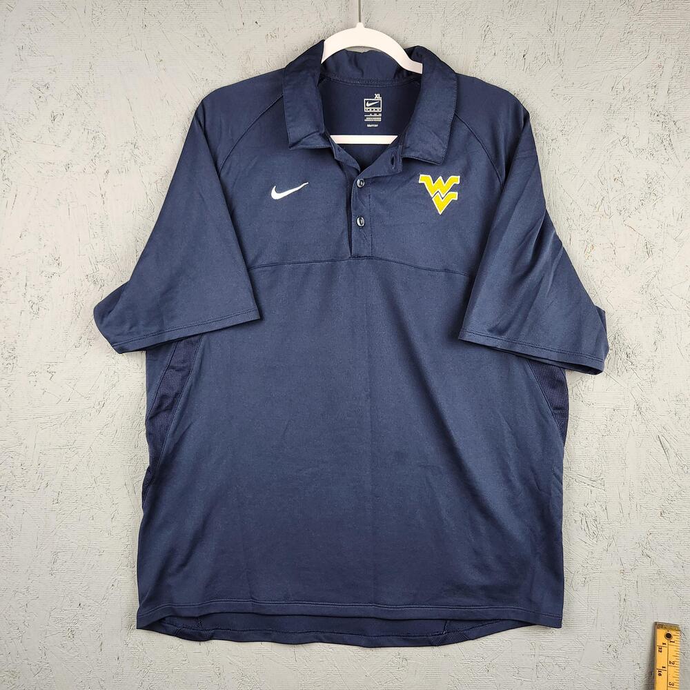 West Virginia Mountaineers Shirt Mens XL Navy College Football Nike Dri Fit Polo